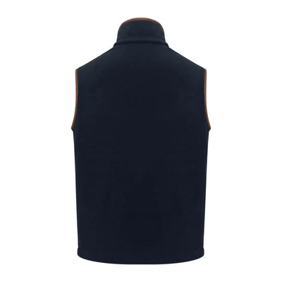 Navy blue Forest Knightwood fleece gilet with brown trim from New Forest Knightwood