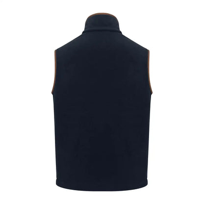Navy blue Forest Knightwood fleece gilet with brown trim from New Forest Knightwood