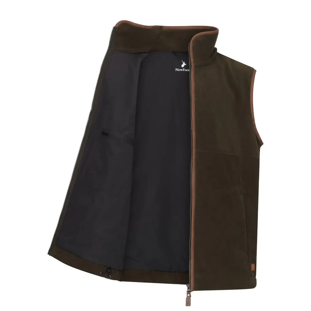 Open brown and black Forest Knightwood fleece gilet from the Knightwood Gilet collection
