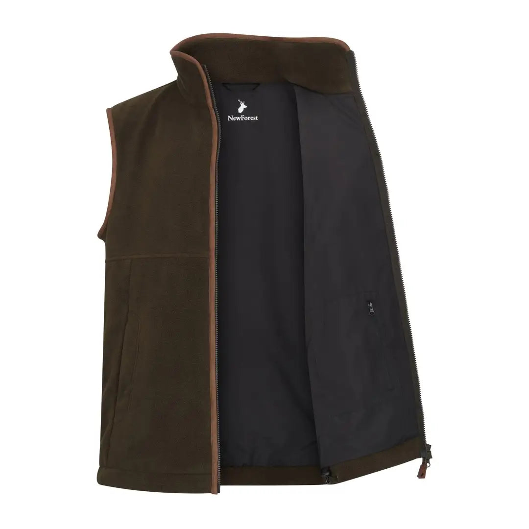 Open brown forest knightwood fleece gilet showcasing the new Forest Knightwood Gilet style