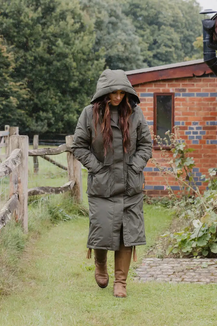 Olive green hooded puffer coat from the New Forest Ladies Arctic Parka line
