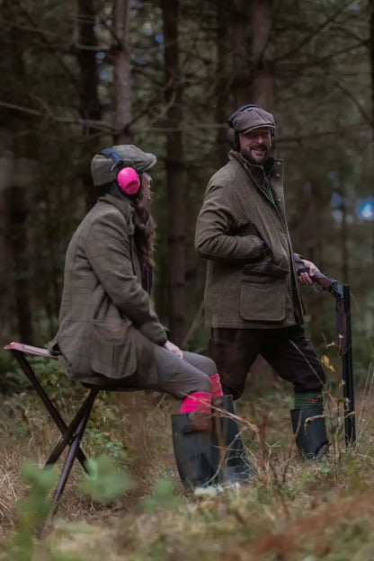 Two people in hunting gear wearing New Forest Ladies Baker Boy Hat and boy hat