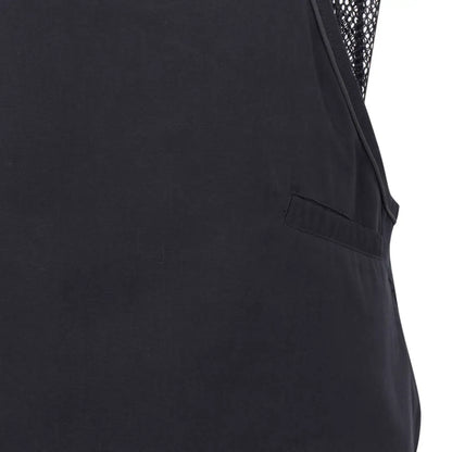 Black sleeveless dog training vest with textured fabric and mesh shoulders