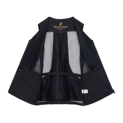 Black mesh New Forest dog training vest with zippered pockets