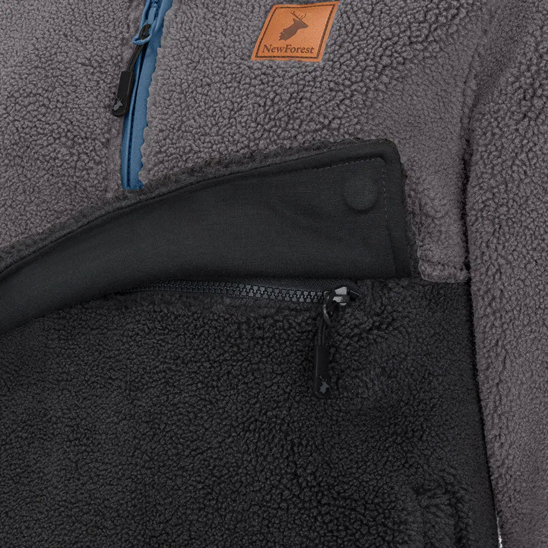 Gray and black fleece jacket from New Forest in cozy fox fibre pile style