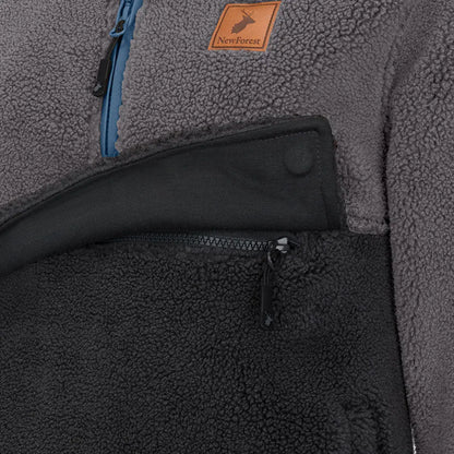 Gray and black fleece jacket from New Forest in cozy fox fibre pile style