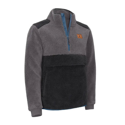Gray and black fleece pullover from New Forest, perfect fox fibre pile fleece for cozy style