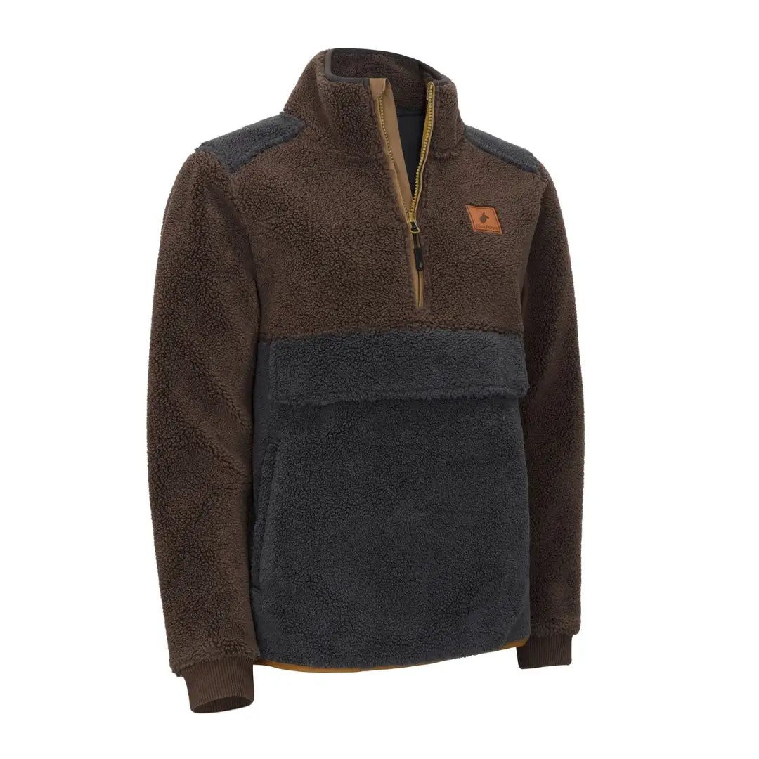 Brown and gray fibre pile fleece pullover from New Forest for cozy style