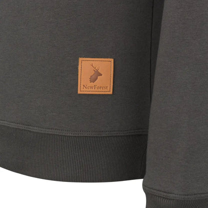 Gray sweatshirt with leather logo patch for the New Forest Ladies Harrier Hoodie