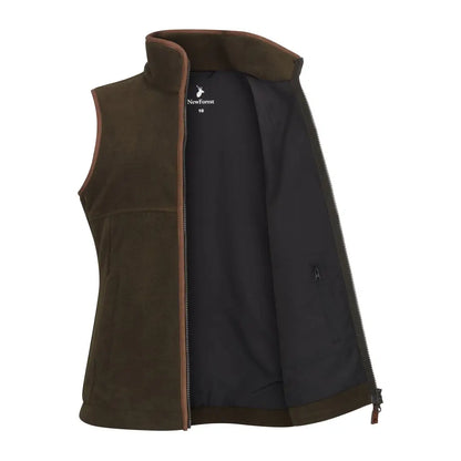 Open brown fleece vest from New Forest Ladies Knightwood Gilet for country hunting outdoors