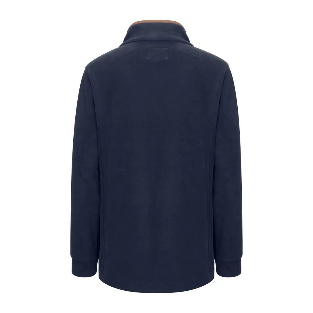 Navy blue New Forest Knightwood quarter zip fleece with tan collar