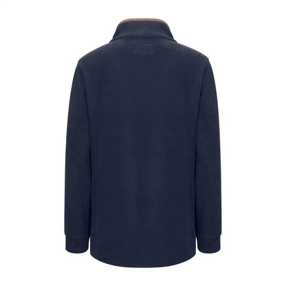 Navy blue New Forest Knightwood quarter zip fleece with tan collar