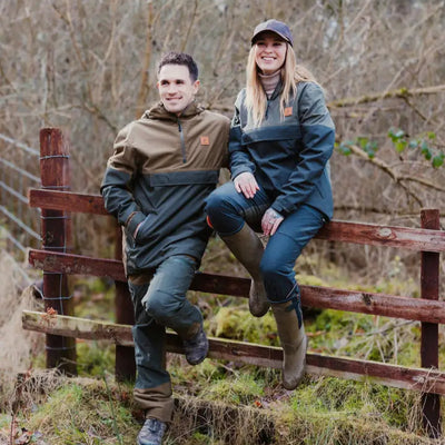 Couple wearing the New Forest Ladies Nightjar Smock during an outdoor adventure