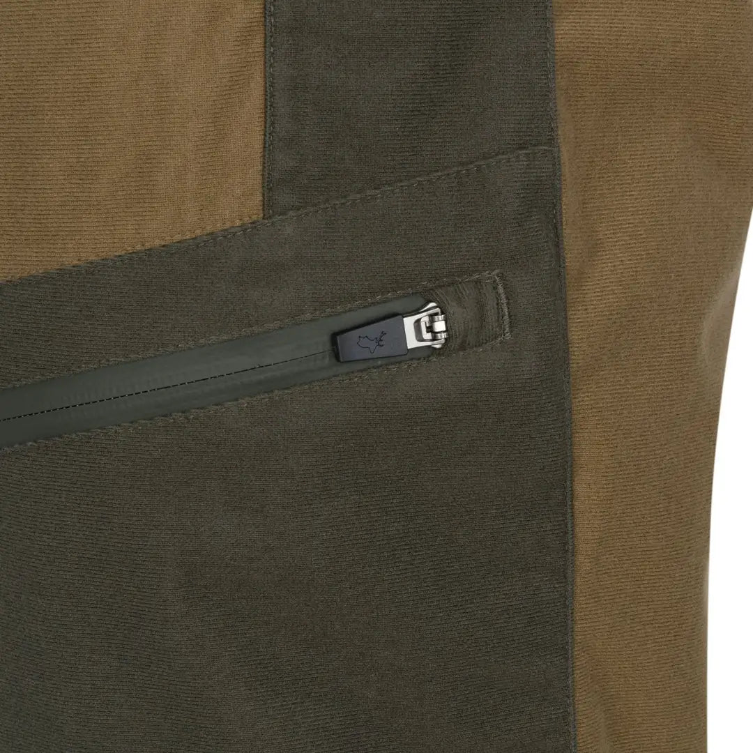 Olive and brown pants pocket with zipper on New Forest Ladies Nightjar Trousers
