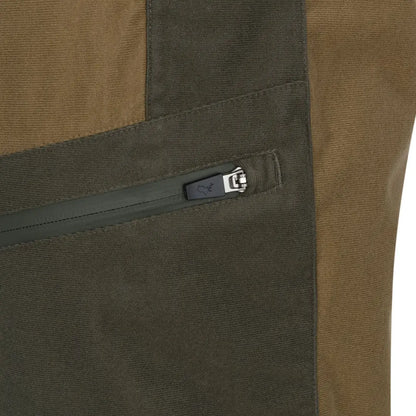 Olive and brown pants pocket with zipper on New Forest Ladies Nightjar Trousers