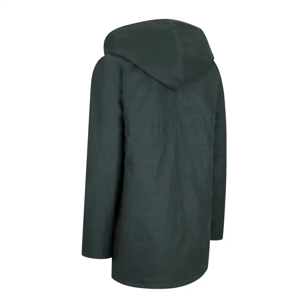 Stylish dark green padded wax jacket with a sleek design for ladies