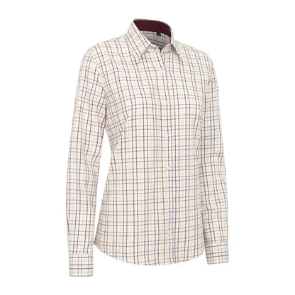 New Forest premium tattersall shirt in cream burgundy check