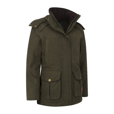 Olive green Forest Ladies Robyn Jacket featuring hood for stylish outdoor wear
