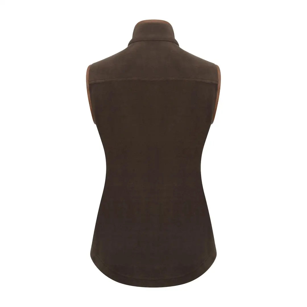 Brown suede New Forest Ladies Shooters Fleece Gilet with tan trim