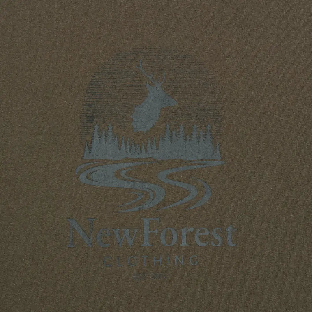 New Forest Logo T-Shirt featuring a deer, trees, and river for outdoor lovers