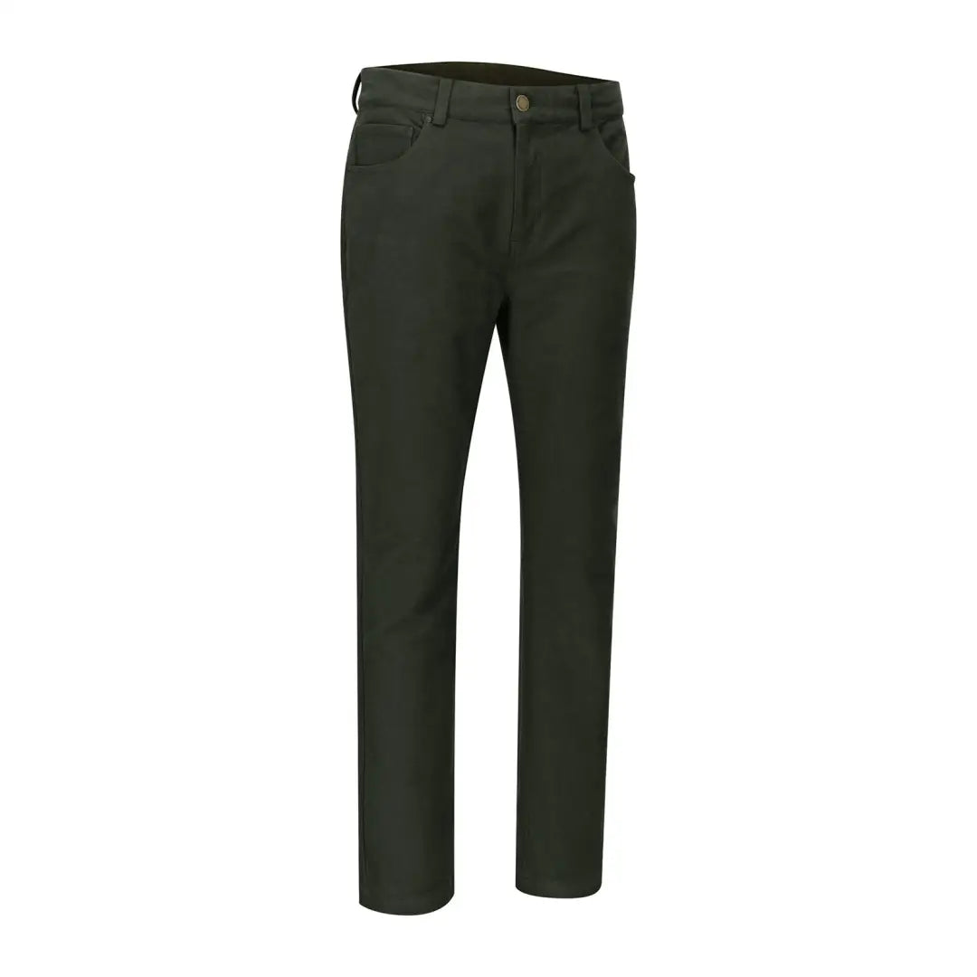Dark green forest moleskin jeans showcases New Forest Moleskin Jeans for a stylish look