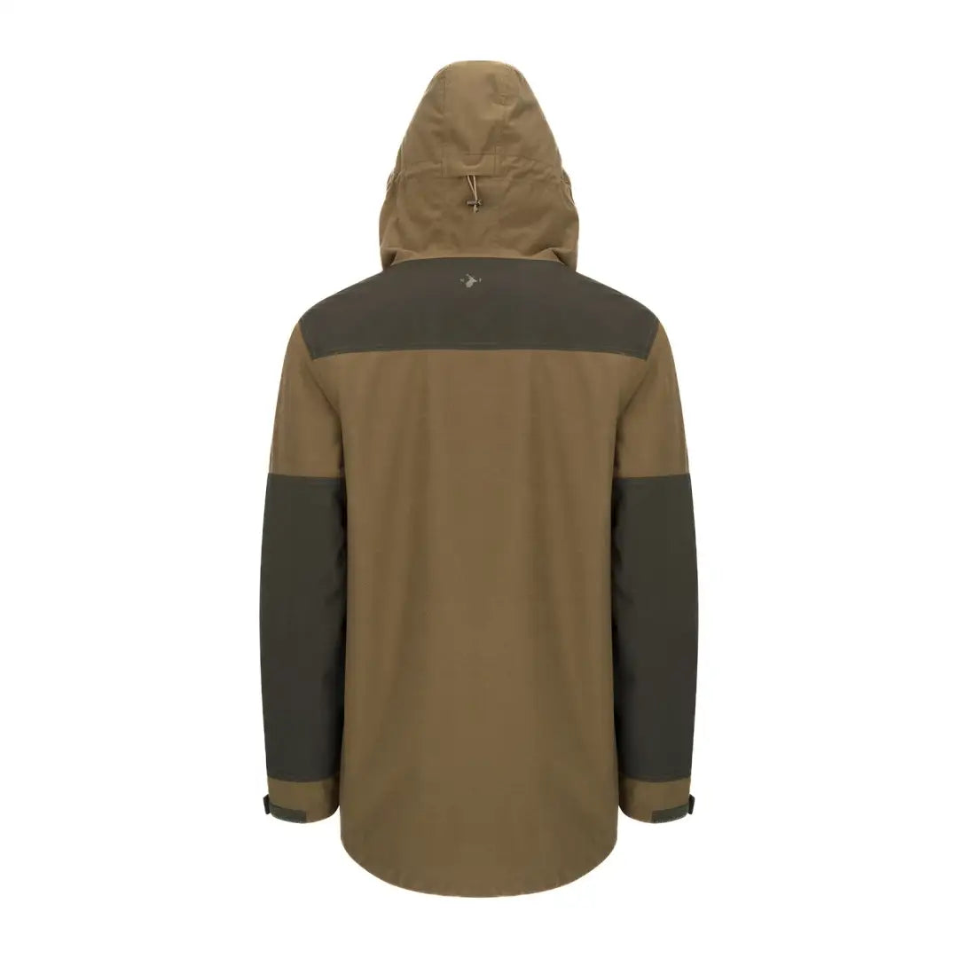 Brown and olive green hooded jacket from the Forest Nightjar Smock collection