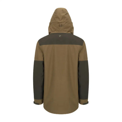 Brown and olive green hooded jacket from the Forest Nightjar Smock collection