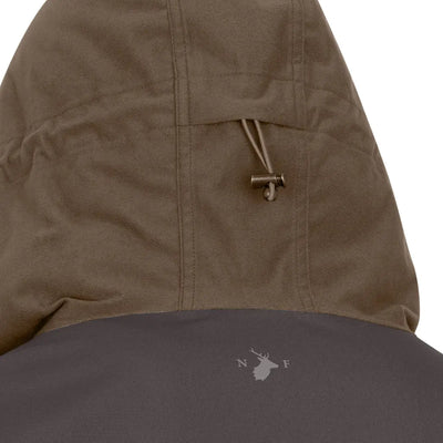 Brown hooded jacket with drawstring from the Forest Nightjar Smock collection