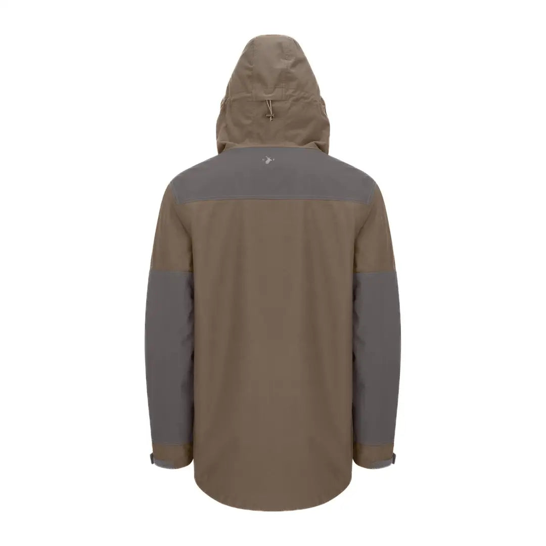 Brown and gray hooded jacket from the Forest Nightjar Smock collection