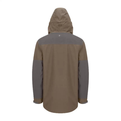 Brown and gray hooded jacket from the Forest Nightjar Smock collection