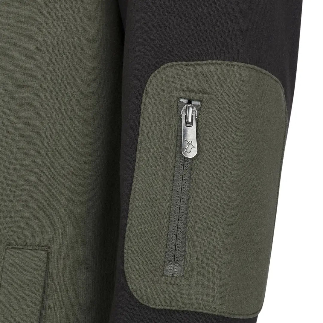 Olive green zippered pocket on the New Forest Osprey Quarter Zip Jumper