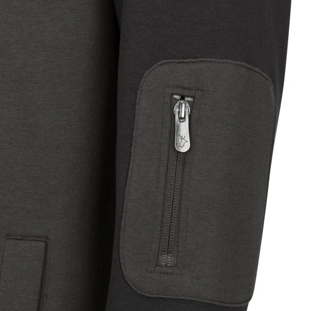 Black jacket sleeve featuring zippered pocket on Osprey Quarter Zip Jumper