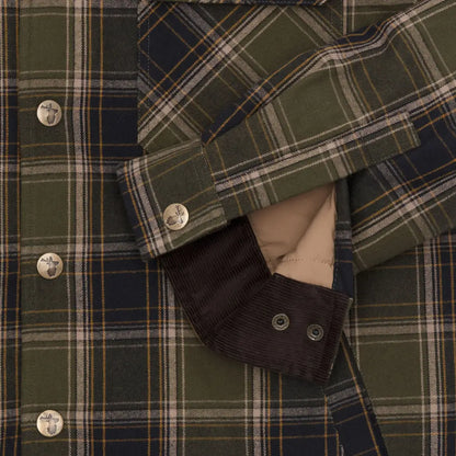 Plaid flannel New Forest Padded Shirt with corduroy cuffs, perfect for country clothing and hunting