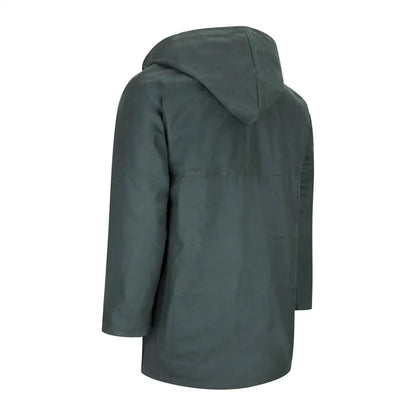Dark green padded wax jacket perfect for forest clothing and chilly weather adventures