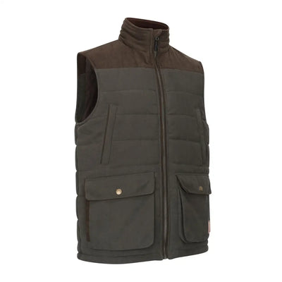Olive green forest polar gilet puffer vest with pockets for cozy outdoor look