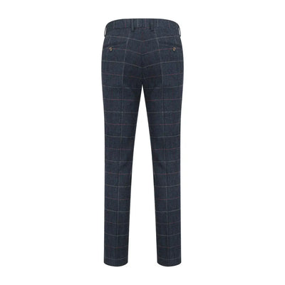 Dark blue plaid wool tweed trousers with rear pockets from New Forest Premium