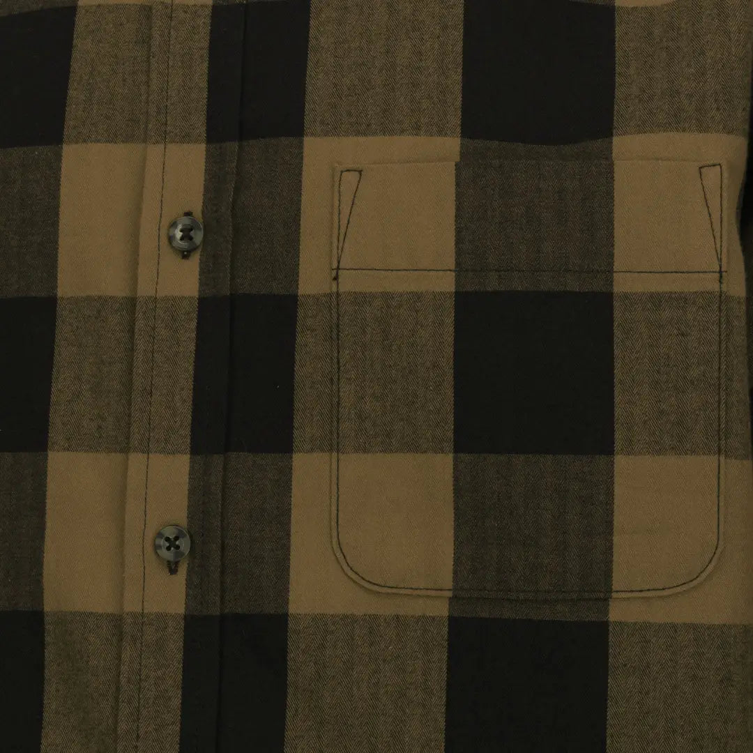 New Forest premium tattersall shirt in beige black plaid with silver buttons