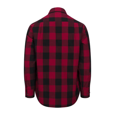 Red and black plaid premium tattersall shirt, long-sleeved button-up