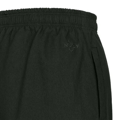 Comfortable black rugby shorts with elastic waistband, perfect for country clothing or hunting