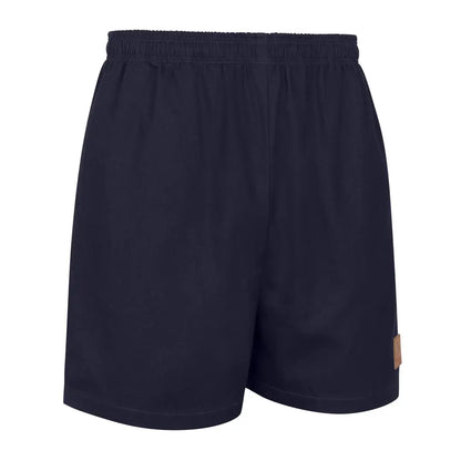 Navy blue rugby shorts in New Forest country clothing style perfect for hunting and sports