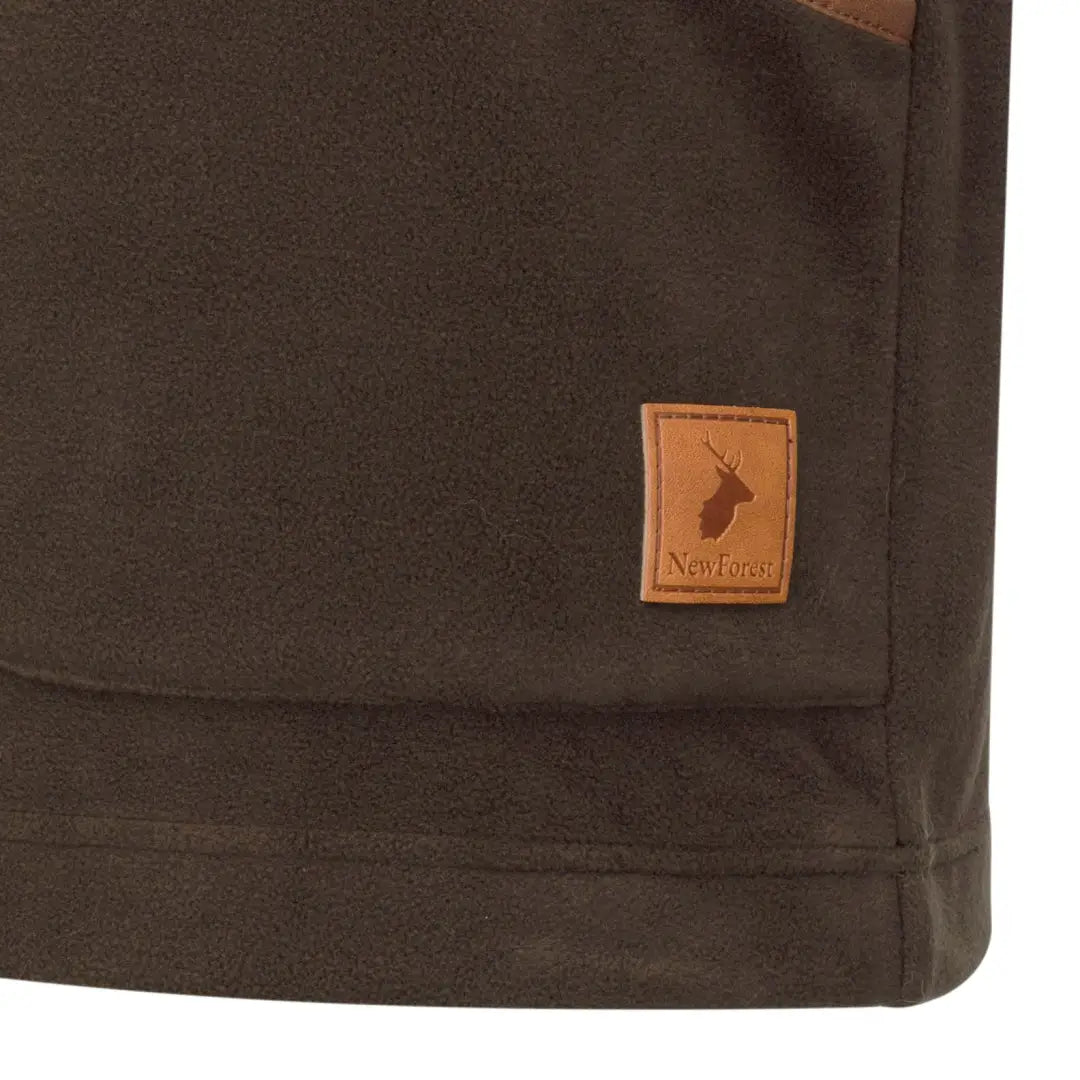 Brown suede New Forest gilet with deer patch for hunting outdoors
