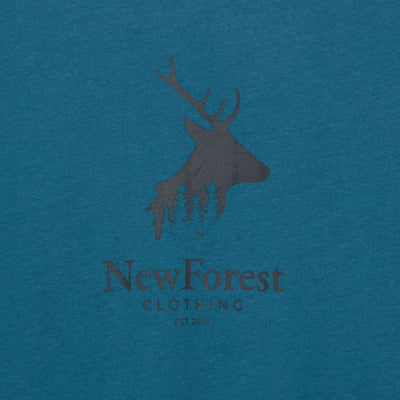 Blue shirt with a deer logo, perfect for country clothing and outdoor adventures