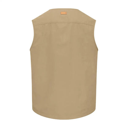 Khaki-colored New Forest V-Neck Explorer Gilet perfect for outdoor adventures