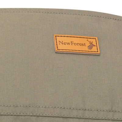 Olive green fabric with leather logo patch on New Forest V-Neck Explorer Gilet