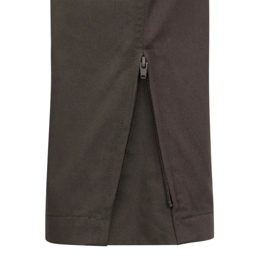Brown pant leg with zipper on New Forest Woodland Trousers, great for forest woodland adventures
