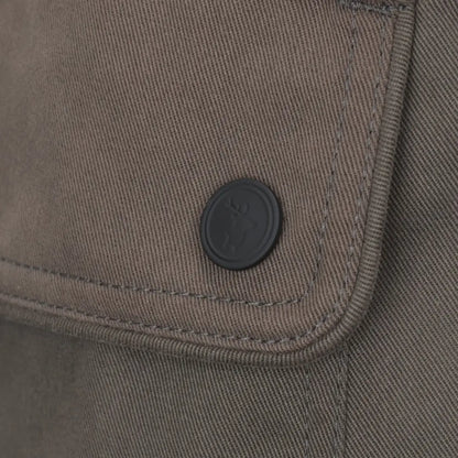 Olive-green fabric pocket with a dark button on New Forest Woodland Trousers