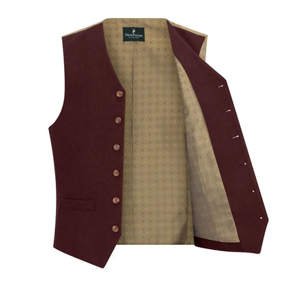 Open burgundy forest wool mix waistcoat from New Forest Wool Mix Waistcoat collection
