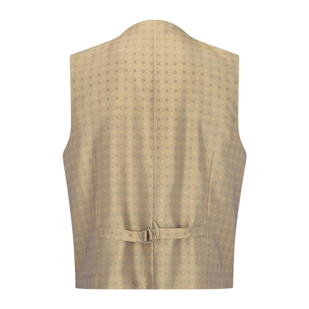 Beige patterned back of New Forest Wool Mix Waistcoat featuring forest wool mix fabric
