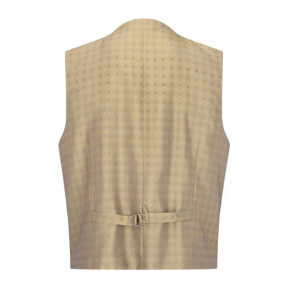Beige patterned back of New Forest Wool Mix Waistcoat featuring forest wool mix fabric