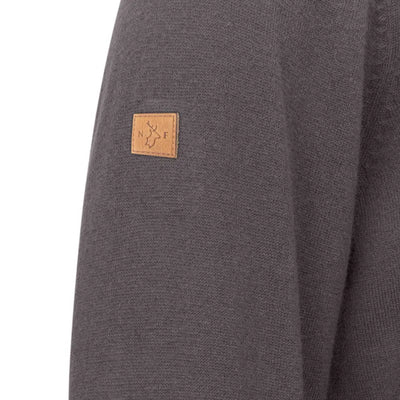 Gray knit sweater with leather patch from the New Forest Zip Neck Jumper collection